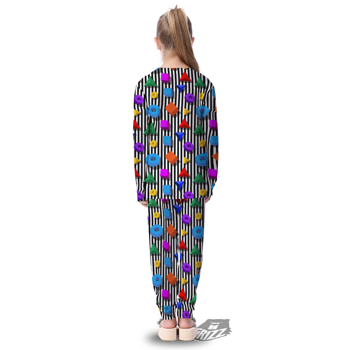Geometric Colorful Striped Print Pattern Kid's Pajamas-grizzshop