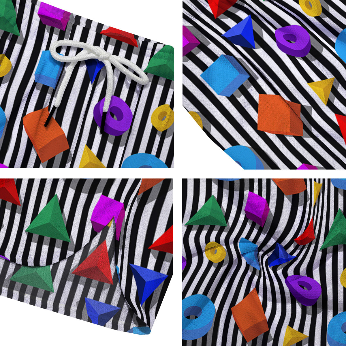 Geometric Colorful Striped Print Pattern Men's Running Shorts-grizzshop