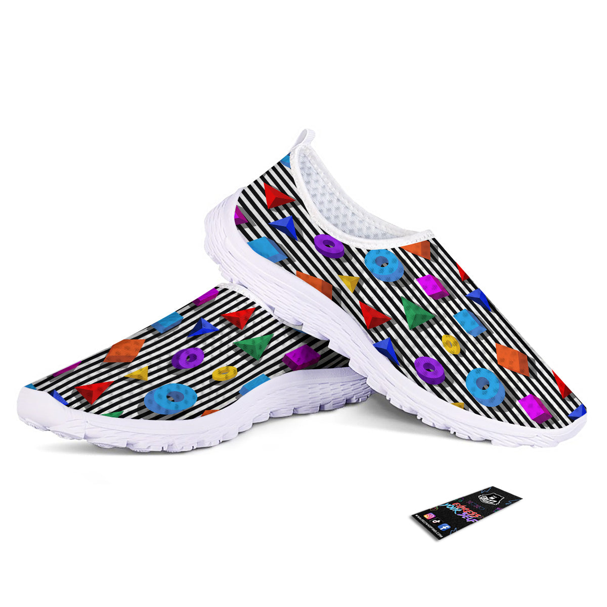 Geometric Colorful Striped Print Pattern Nurse Shoes-grizzshop