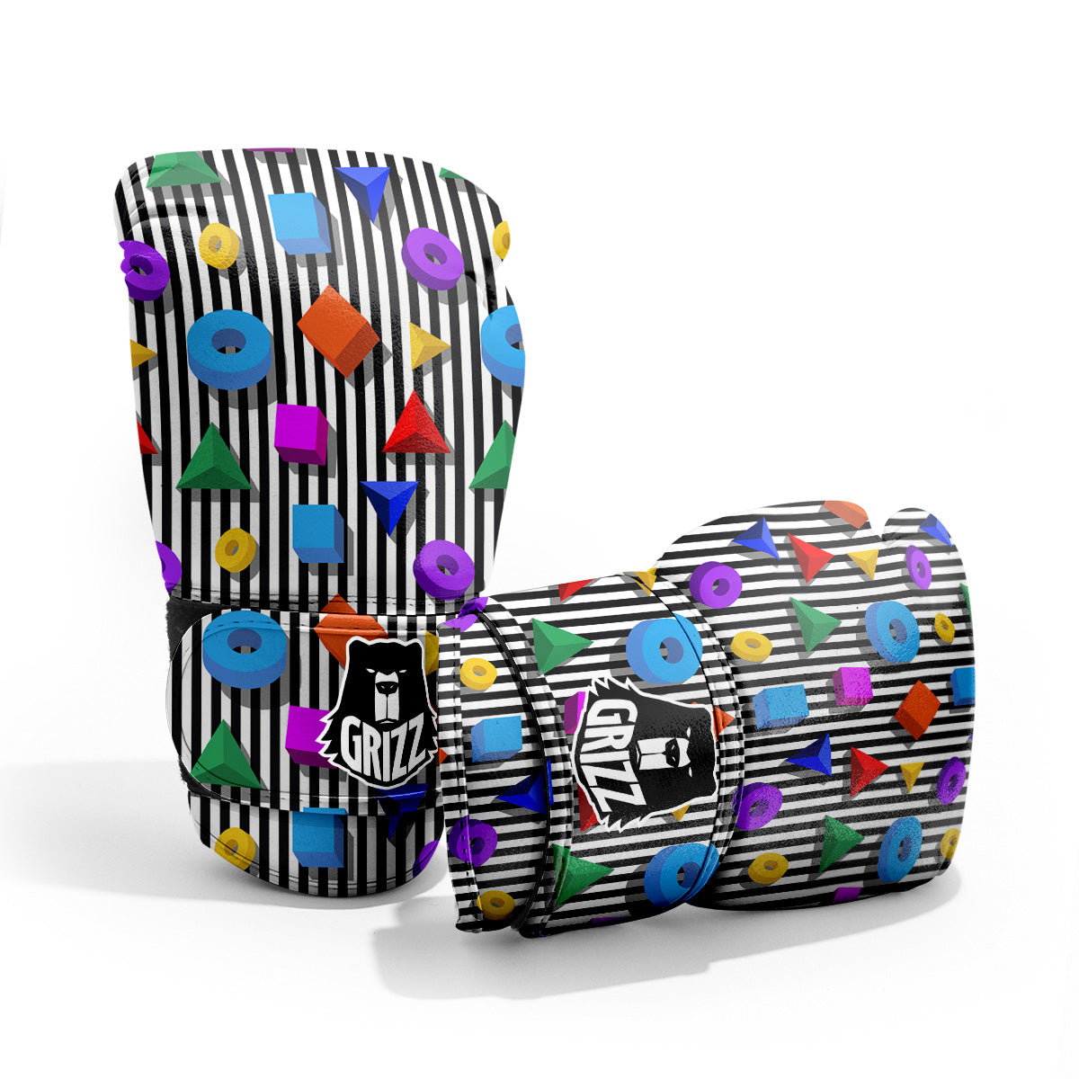 Geometric Colorful Striped Print Pattern Pro Boxing Glove