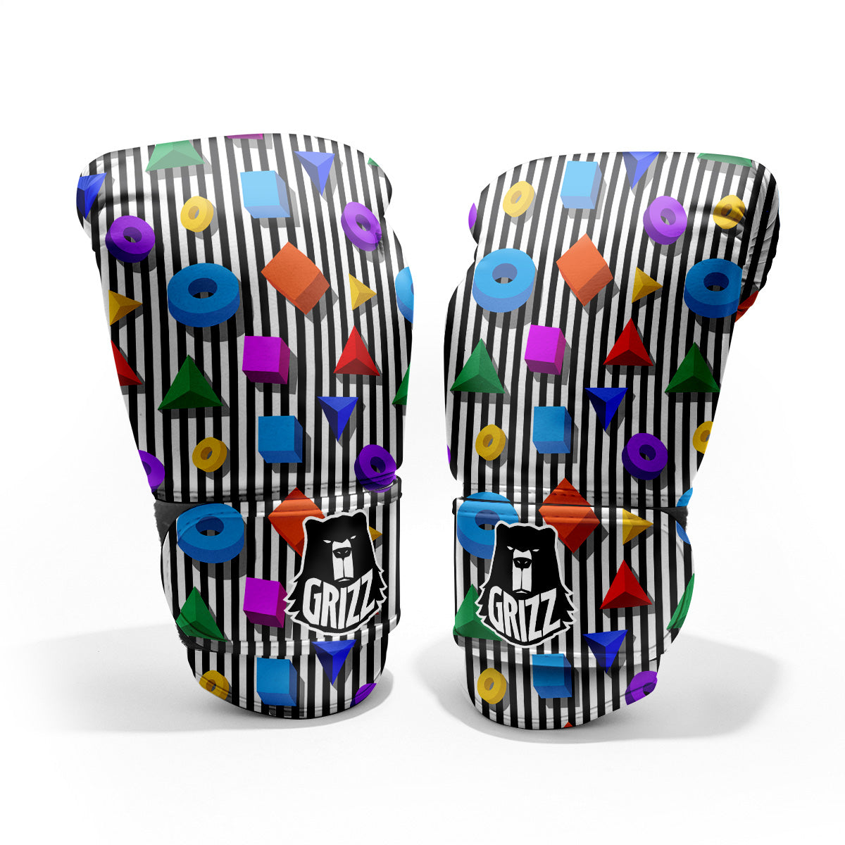 Geometric Colorful Striped Print Pattern Pro Boxing Glove