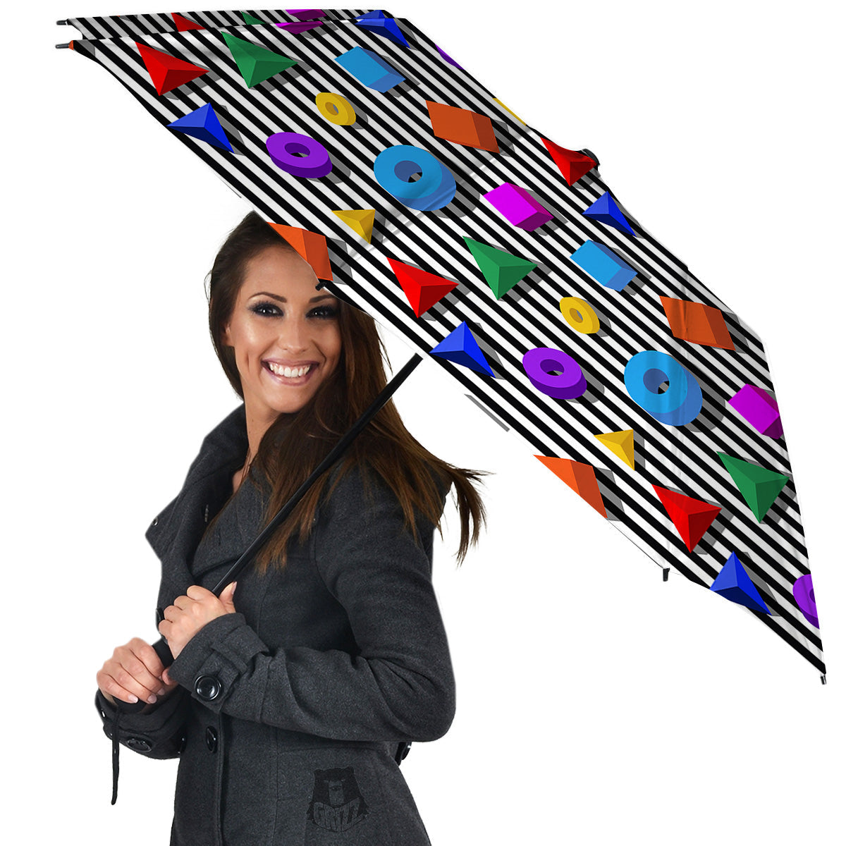 Geometric Colorful Striped Print Pattern Umbrella-grizzshop