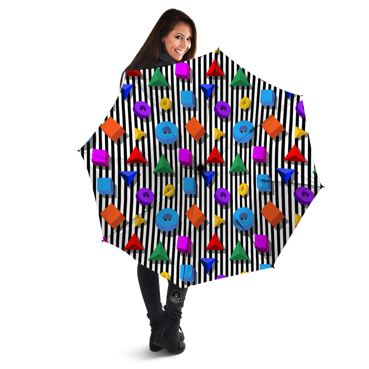 Geometric Colorful Striped Print Pattern Umbrella-grizzshop