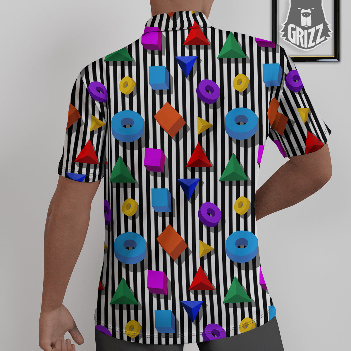 Geometric Colorful Striped Print Pattern Untucked Shirts-grizzshop
