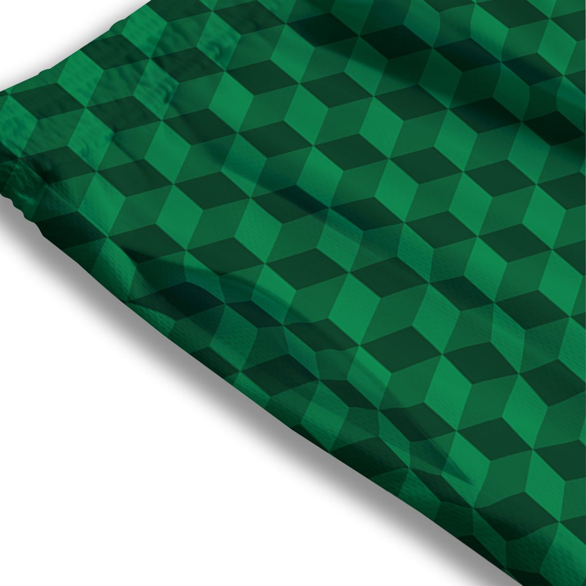 Geometric Cube Dark Green Print Pattern Mesh Shorts-grizzshop