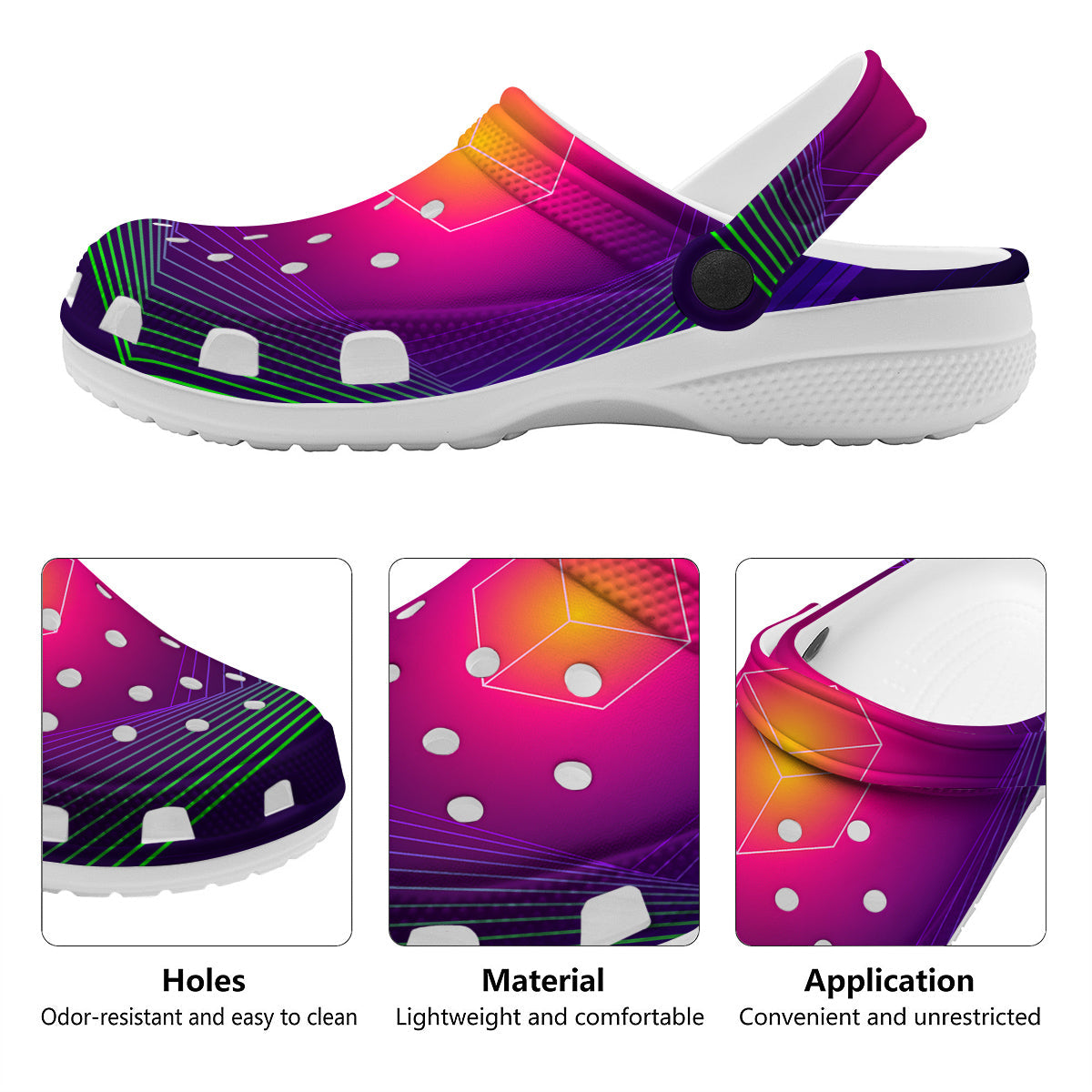 Geometric EDM Colorful Print Clog-grizzshop