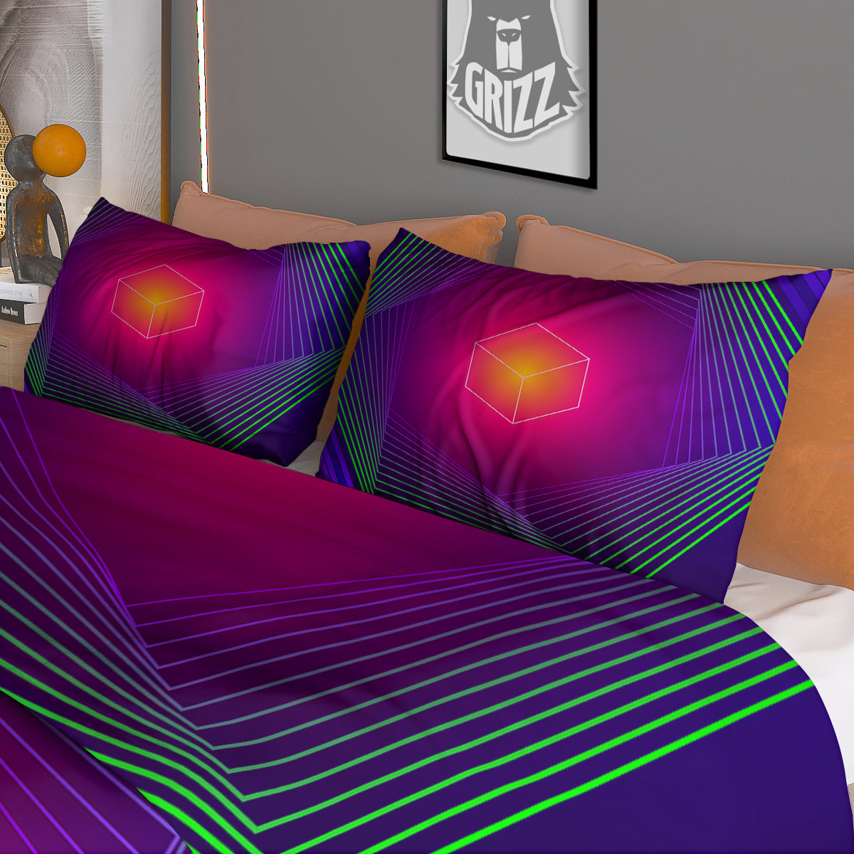 Full Moon And Night Stars Print Duvet Cover Bedding Set