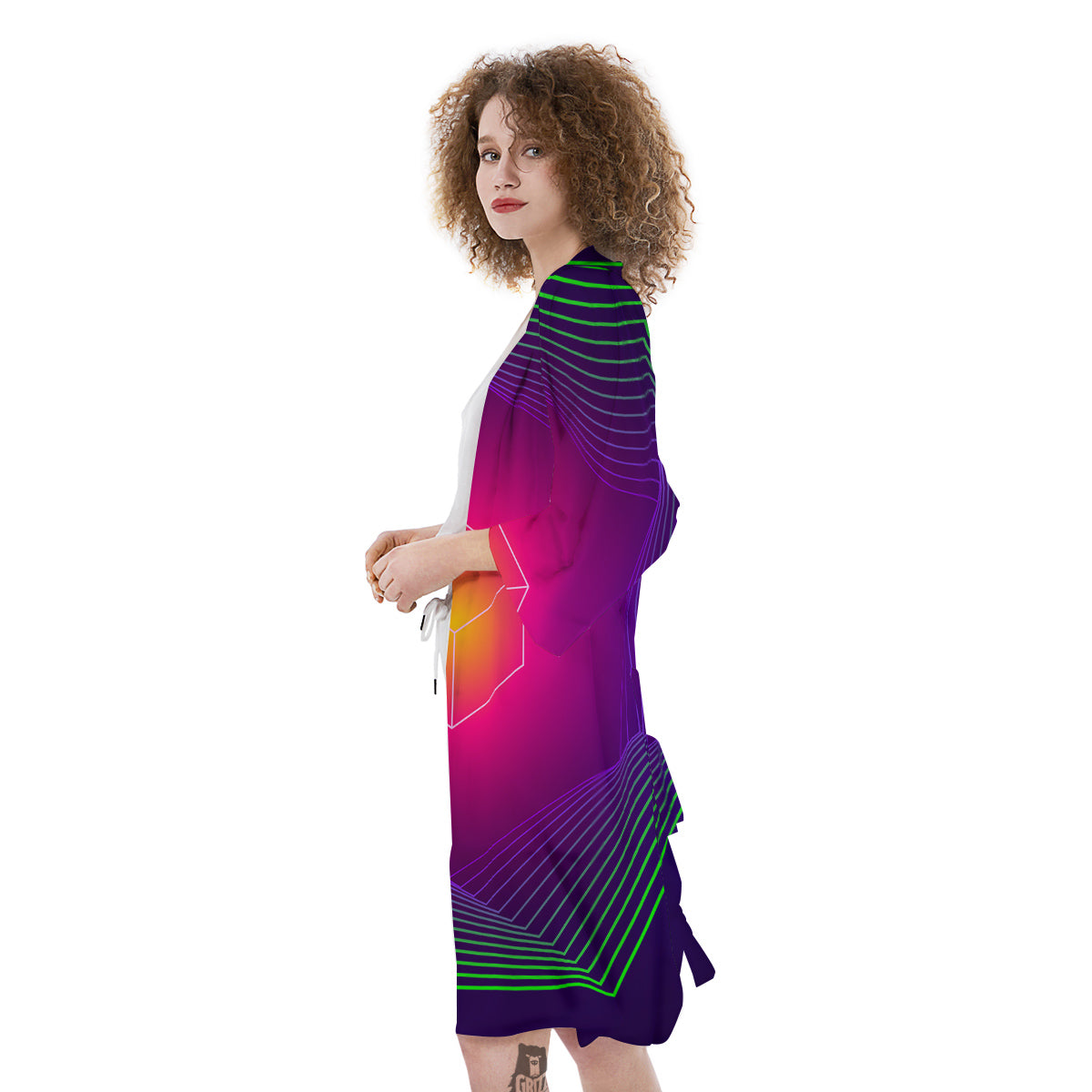 Geometric EDM Colorful Print Kimono-grizzshop