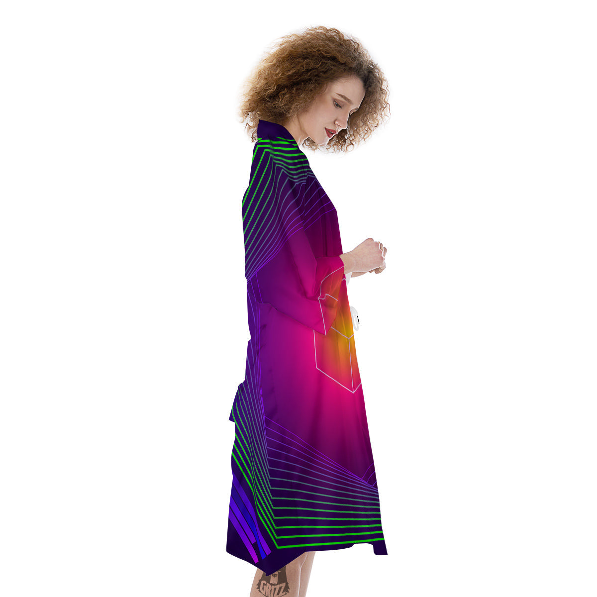 Geometric EDM Colorful Print Kimono-grizzshop