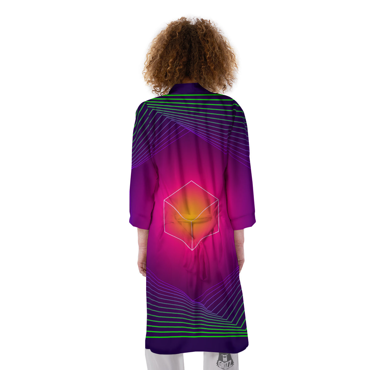 Geometric EDM Colorful Print Kimono-grizzshop