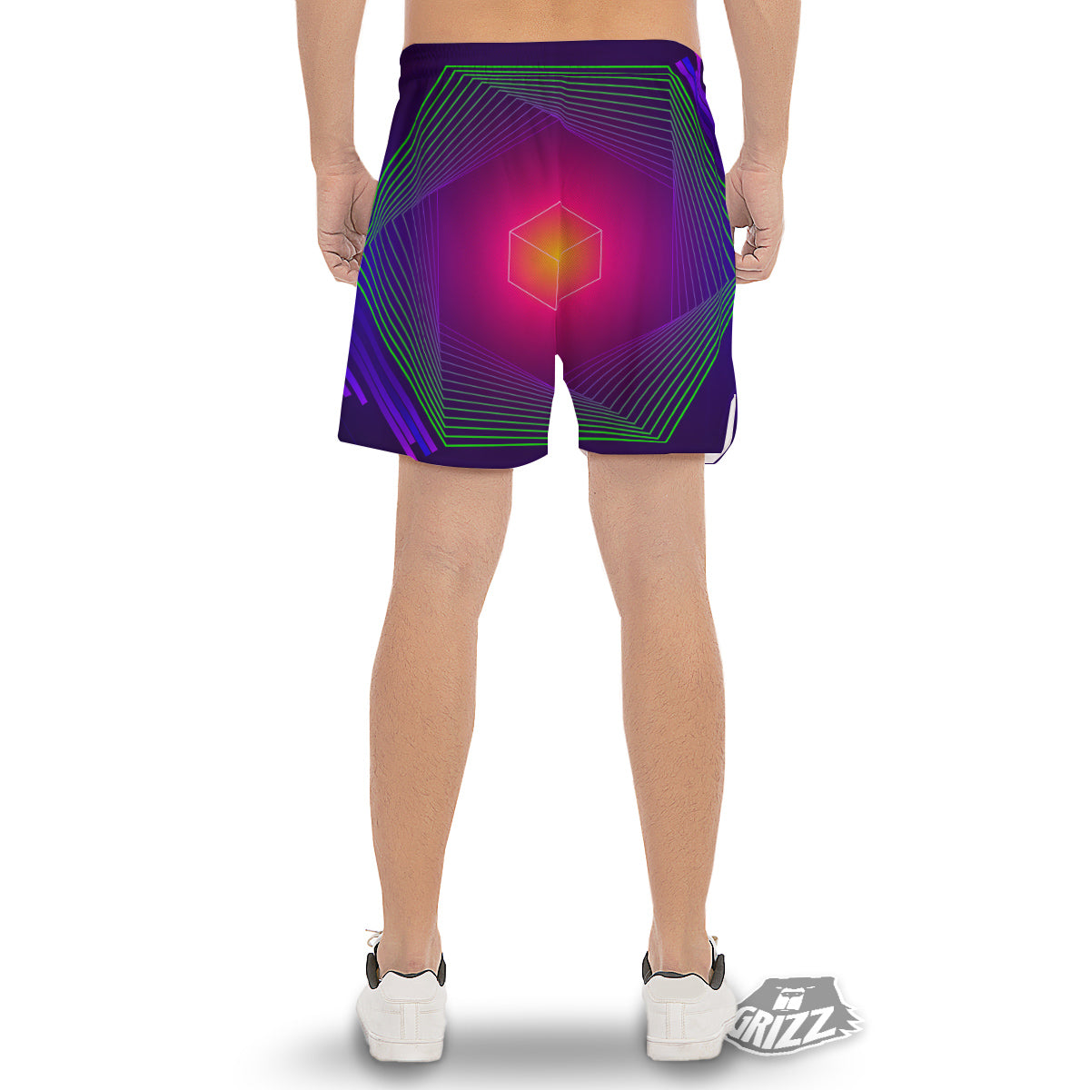 Geometric EDM Colorful Print Men's Gym Shorts-grizzshop