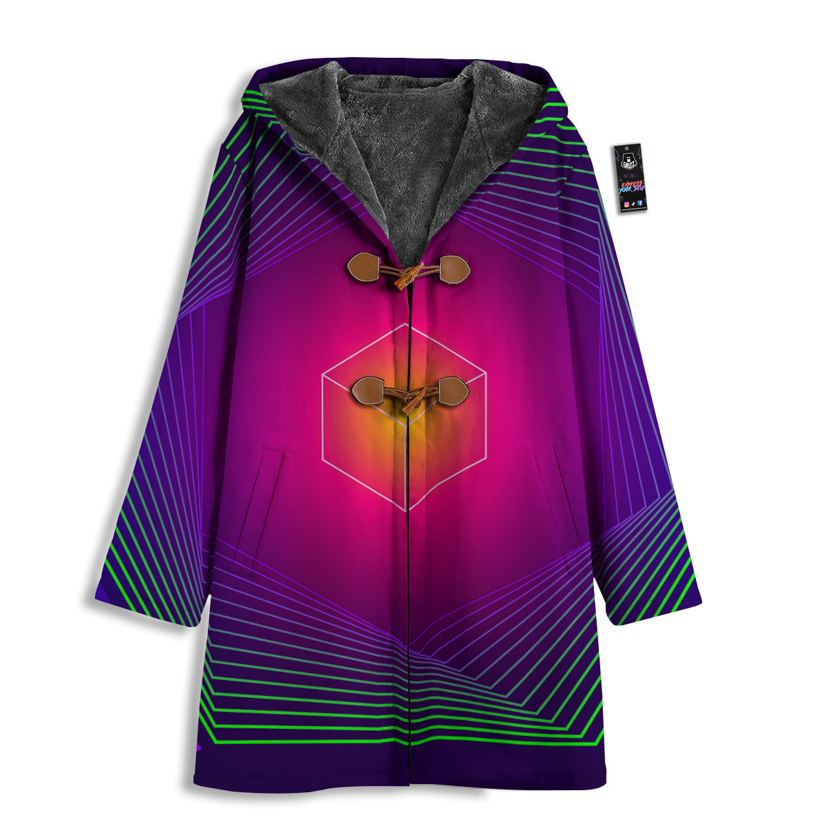 Geometric EDM Colorful Print Men's Windbreaker Jacket-grizzshop