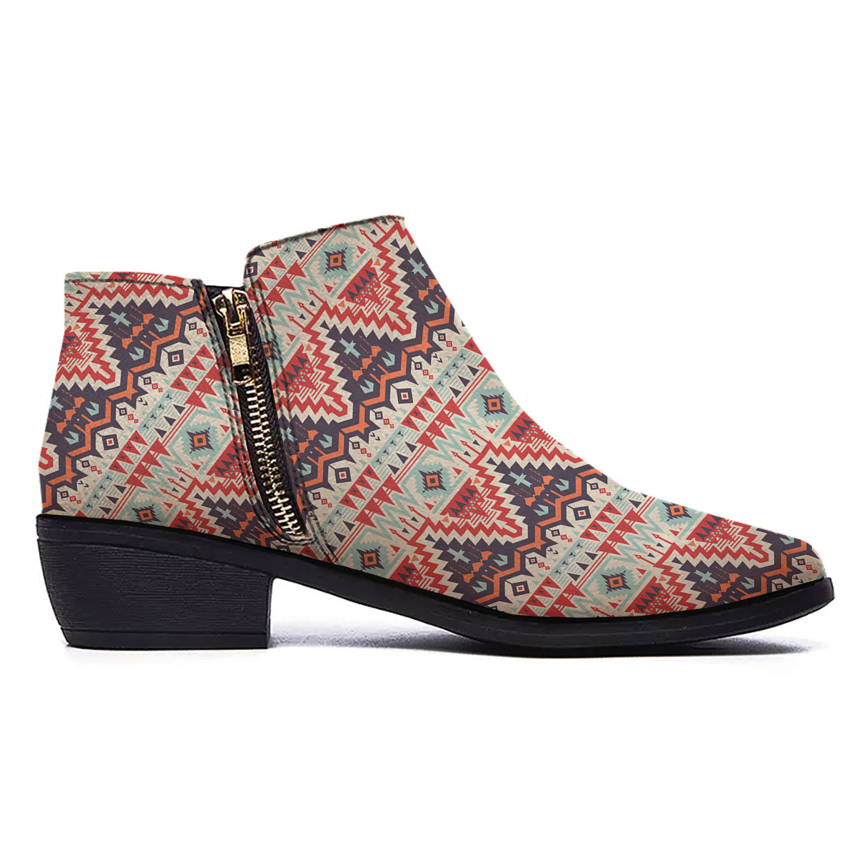 Geometric Ethnic Aztec Print Pattern Ankle Boots-grizzshop