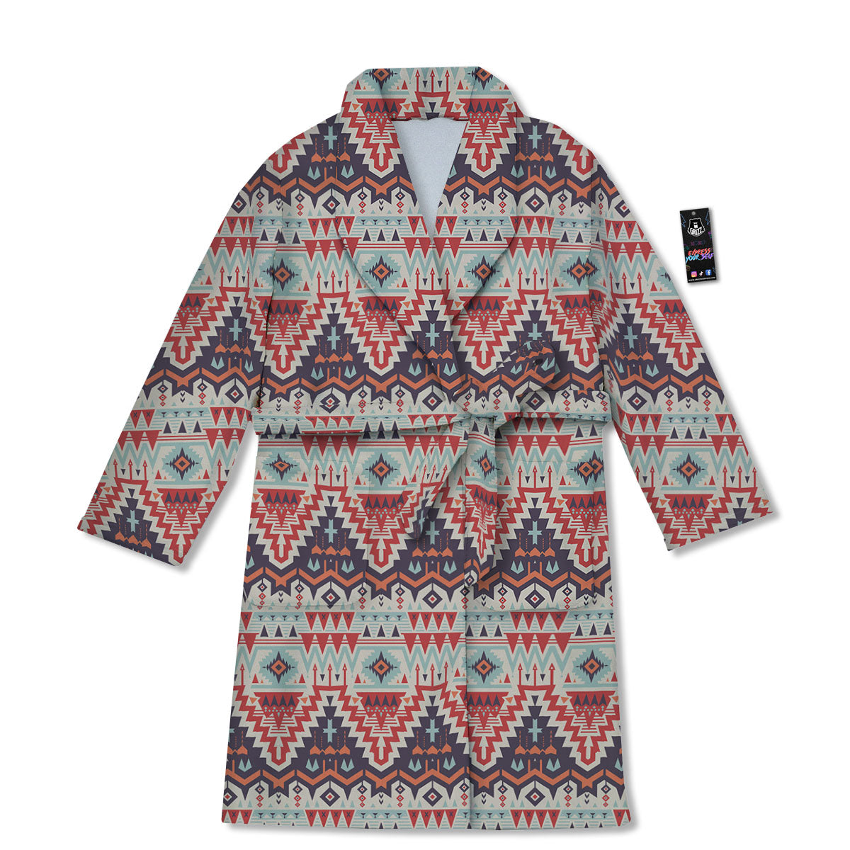 Geometric Ethnic Aztec Print Pattern Bathrobe-grizzshop