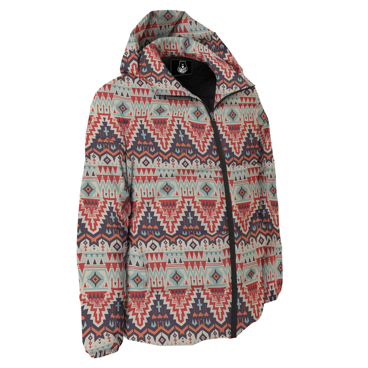 Geometric Ethnic Aztec Print Pattern Down Jacket-grizzshop