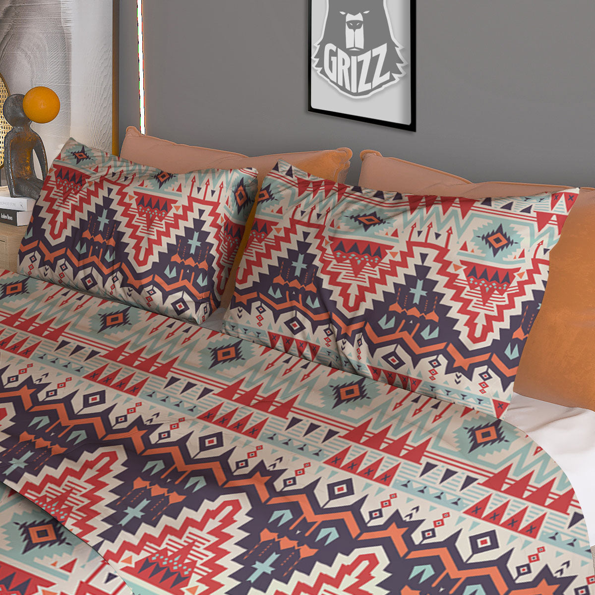 Geometric Ethnic Aztec Print Pattern Duvet Cover Bedding Set