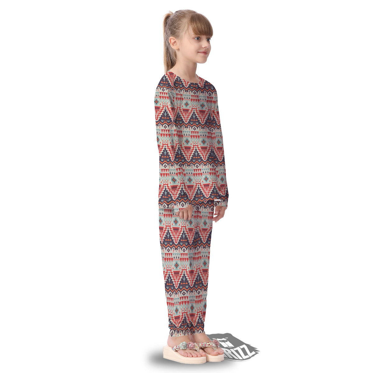 Geometric Ethnic Aztec Print Pattern Kid's Pajamas-grizzshop
