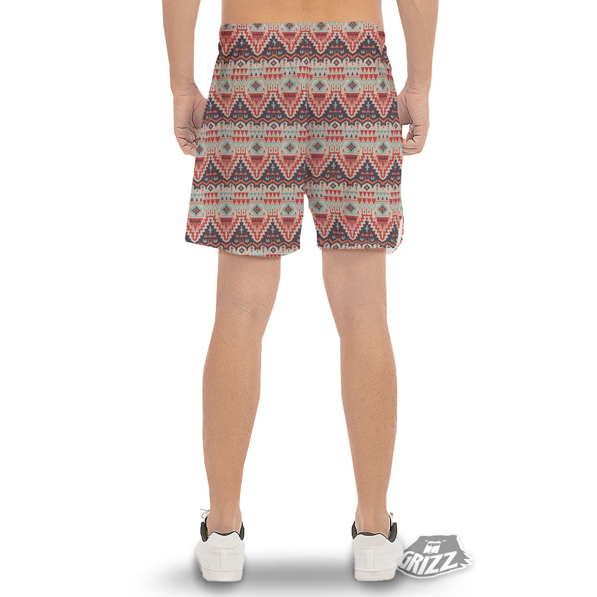Geometric Ethnic Aztec Print Pattern Men's Gym Shorts-grizzshop