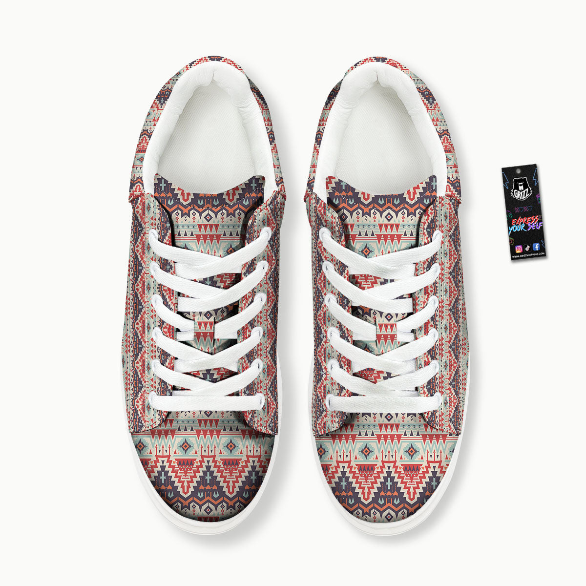 Geometric Ethnic Aztec Print Pattern Platform Shoes-grizzshop