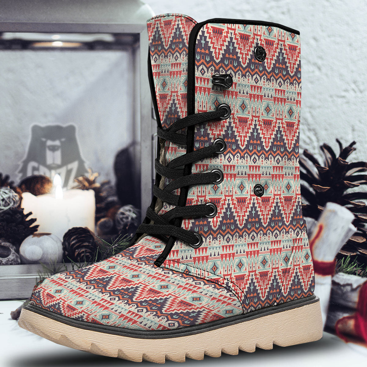 Geometric Ethnic Aztec Print Pattern Snow Boots-grizzshop