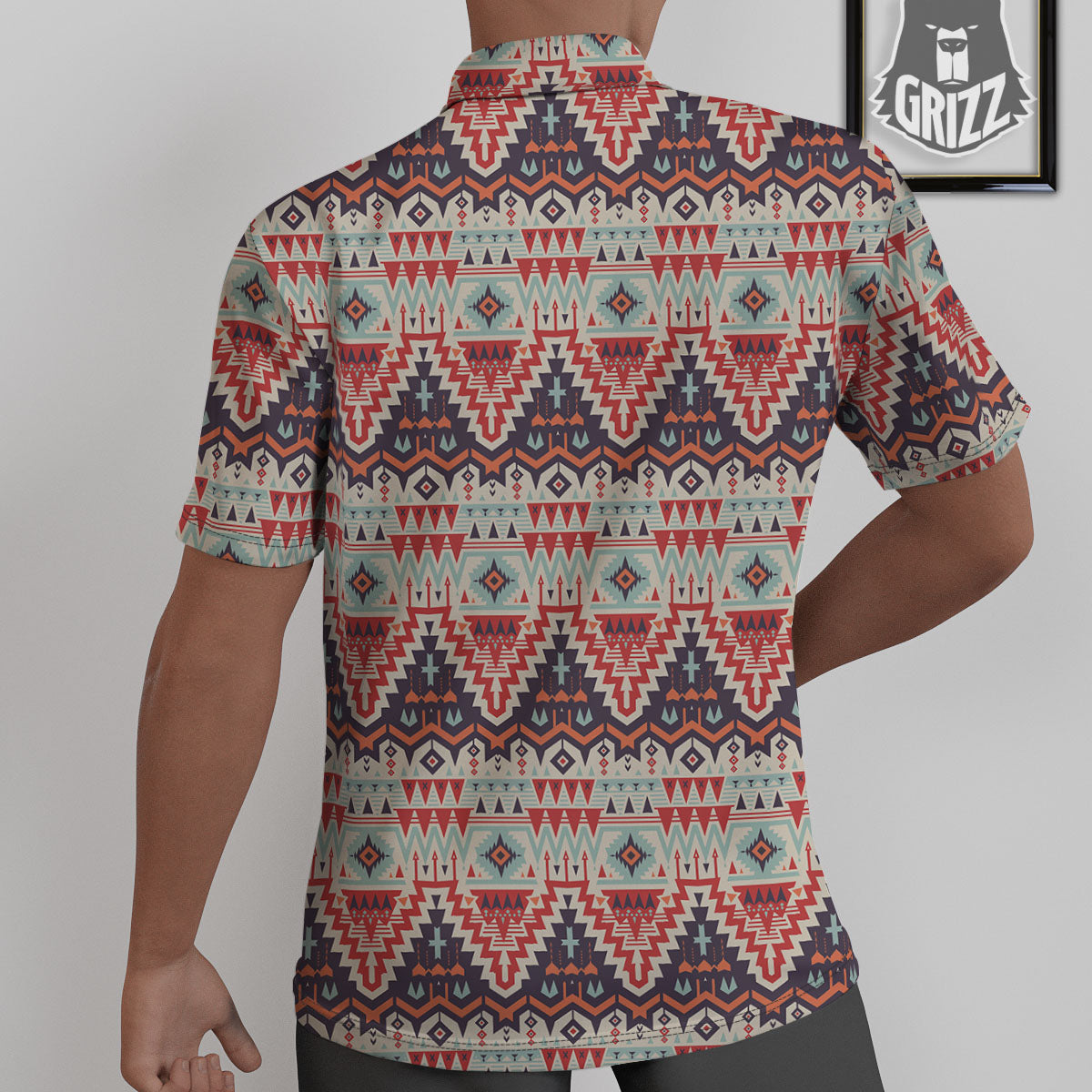 Geometric Ethnic Aztec Print Pattern Untucked Shirts-grizzshop