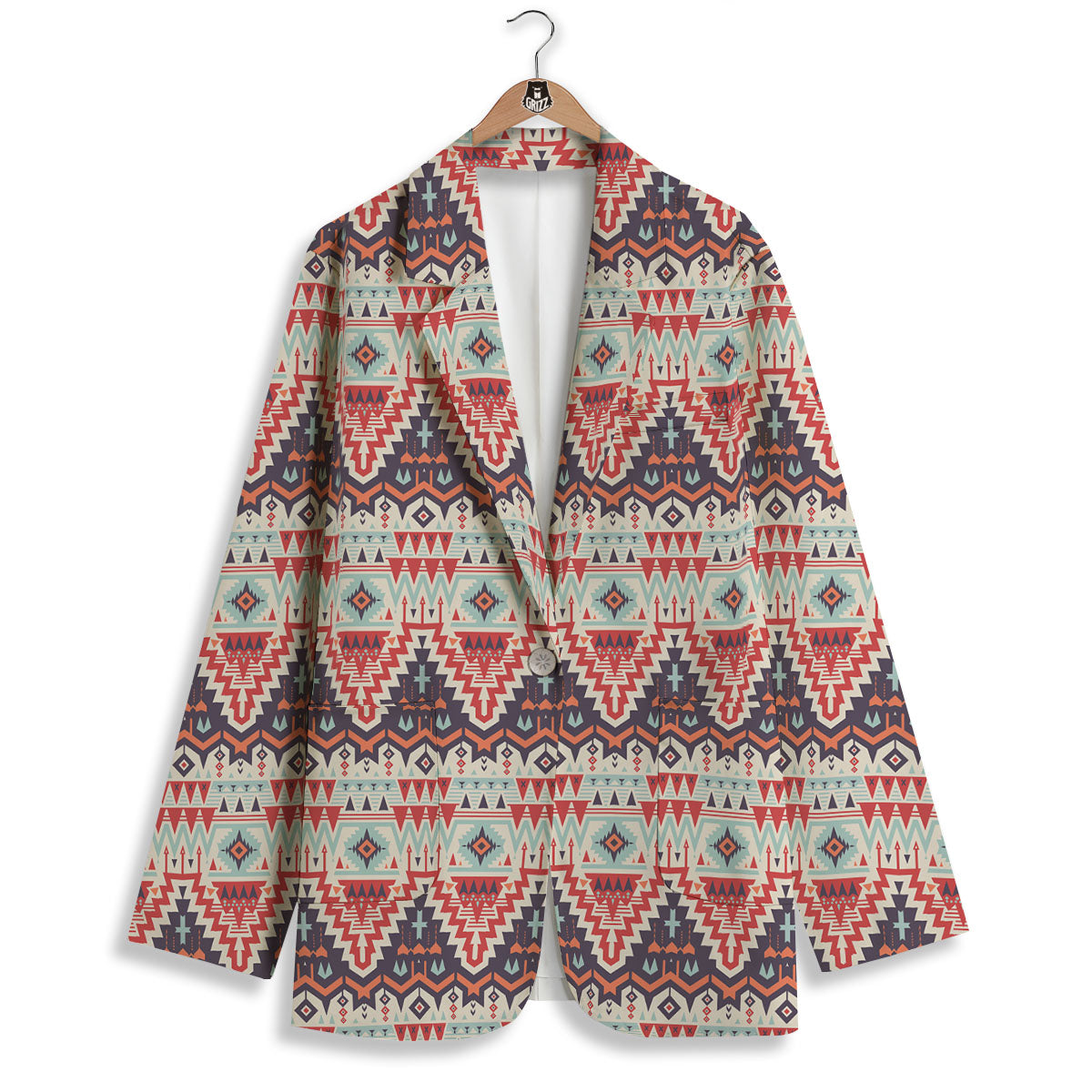 Geometric Ethnic Aztec Print Pattern Women's Blazer-grizzshop