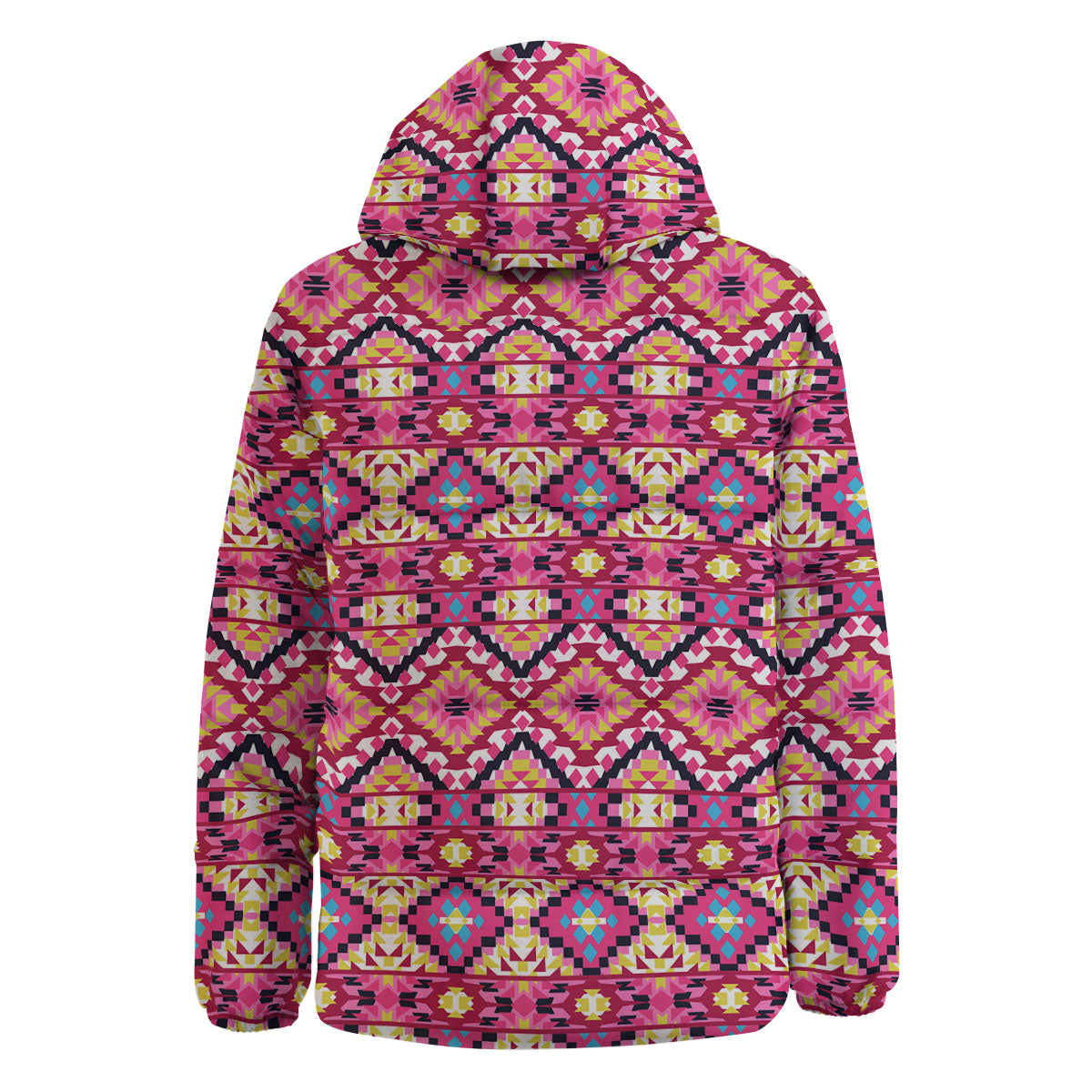 Geometric Ethnic Pink Aztec Print Pattern Down Jacket-grizzshop