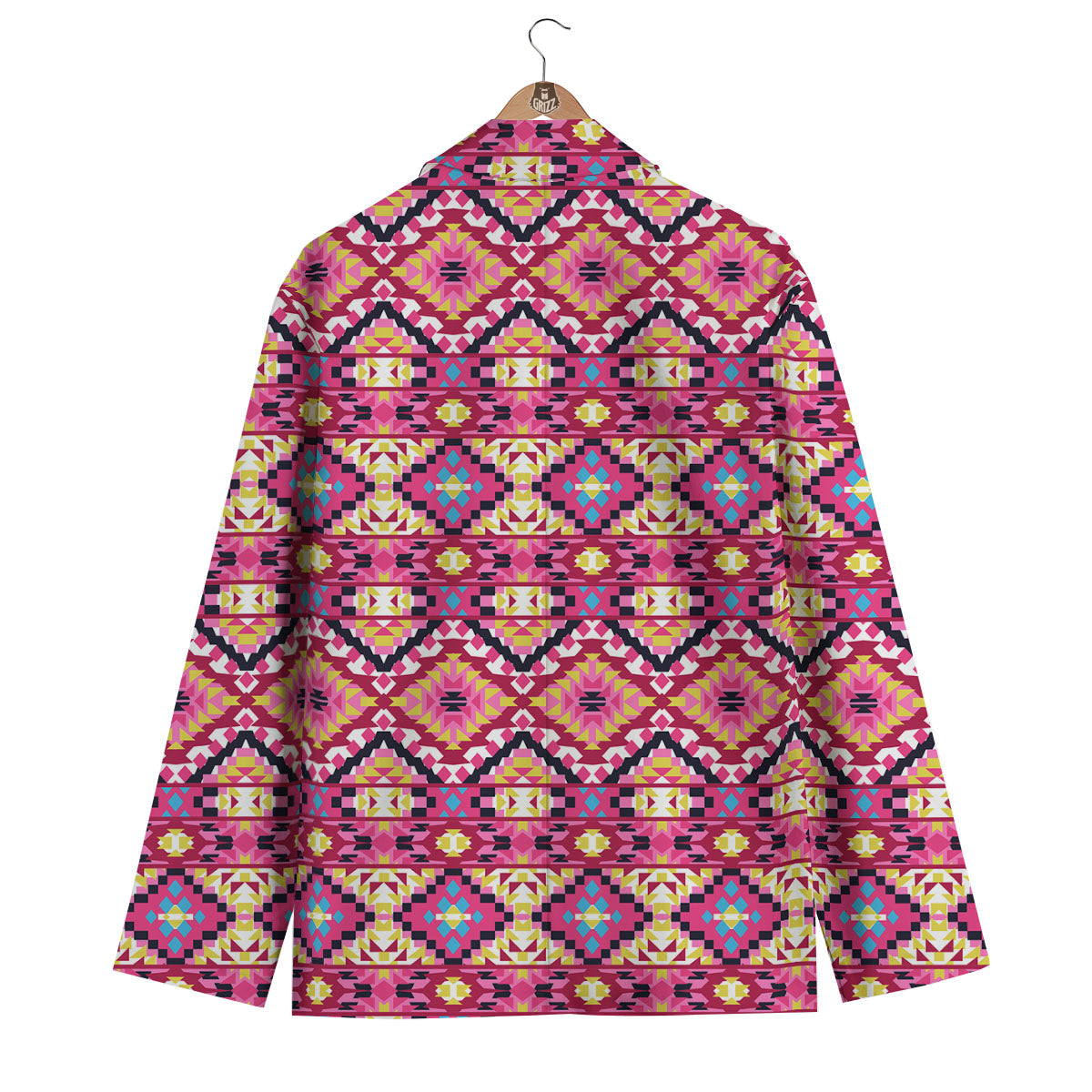 Geometric Ethnic Pink Aztec Print Pattern Men's Blazer-grizzshop