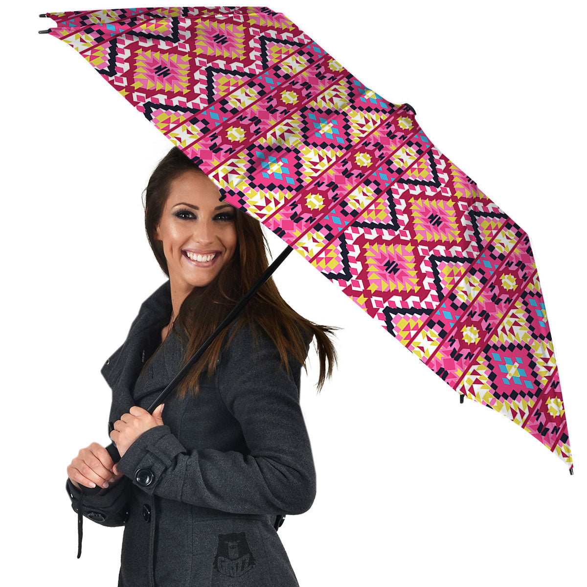 Geometric Ethnic Pink Aztec Print Pattern Umbrella-grizzshop