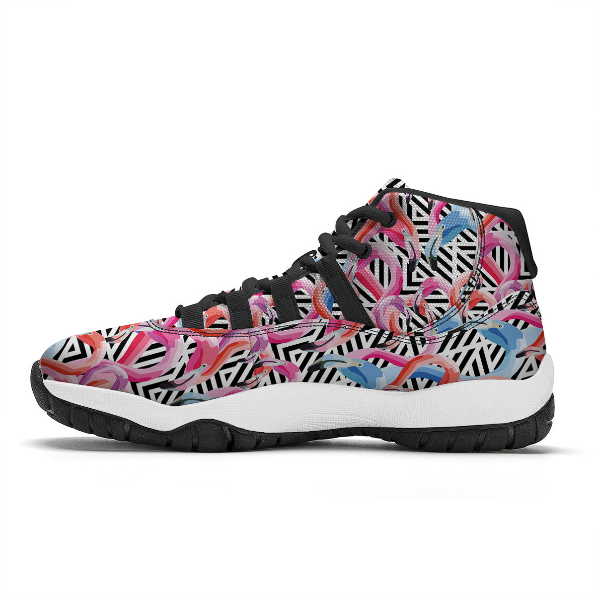Geometric Flamingo Black Bball Shoes-grizzshop