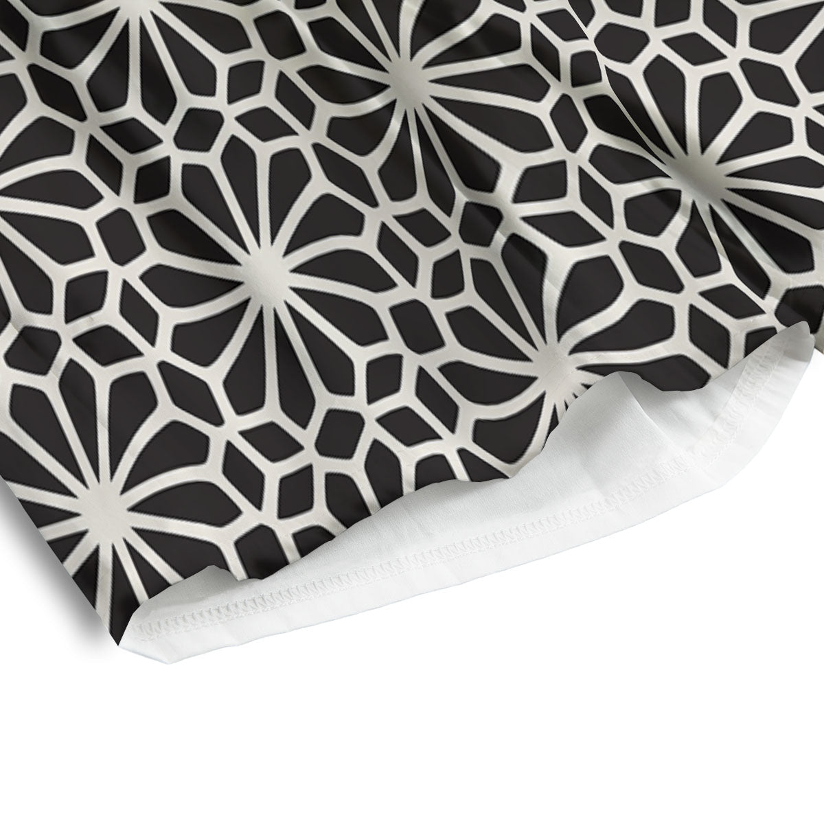 Geometric Floral White And Black Print Men's Athletic Shorts