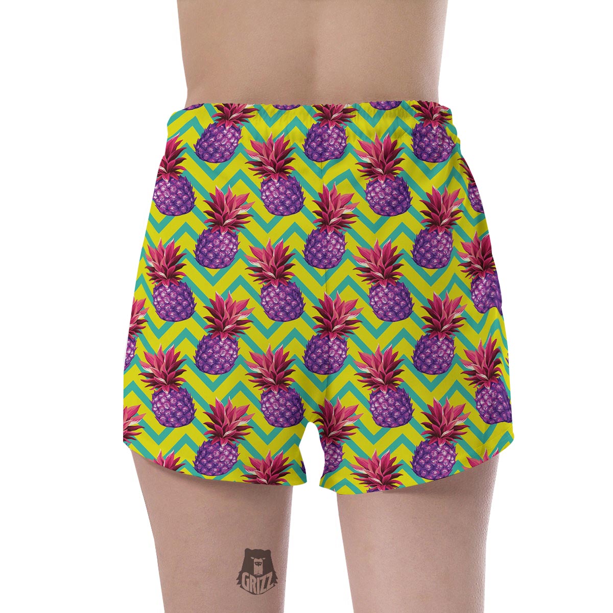 Geometric Hawaiian Pineapple Print Women's Shorts-grizzshop