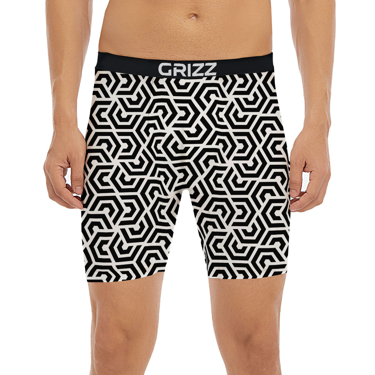 Geometric Hexagon Print Pattern Boxer Briefs-grizzshop