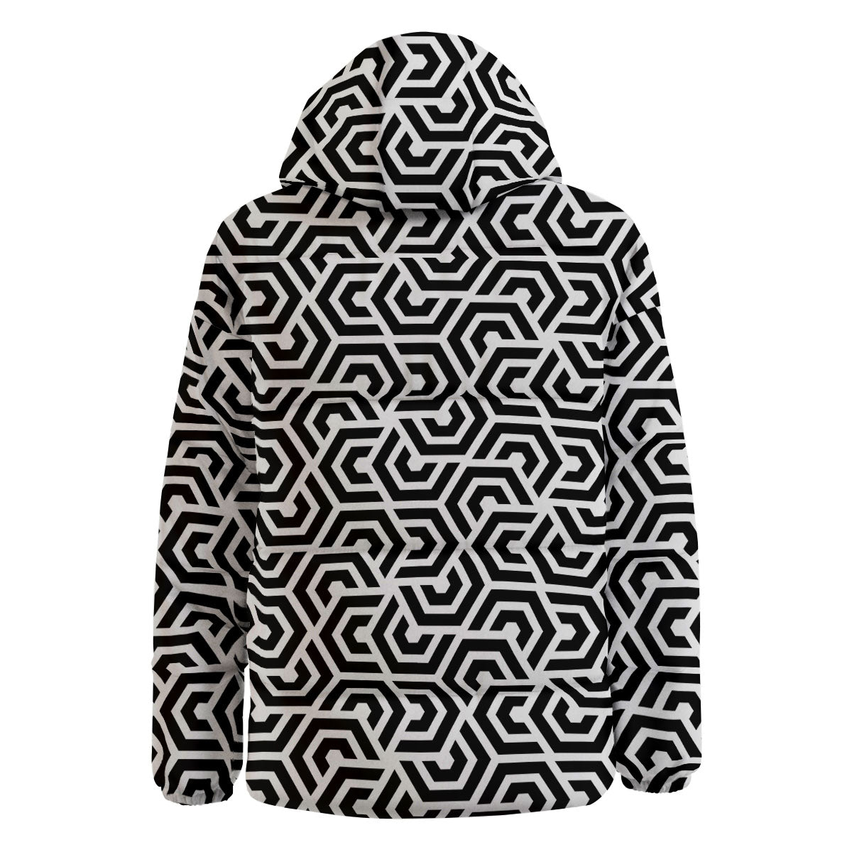 Geometric Hexagon Print Pattern Down Jacket-grizzshop