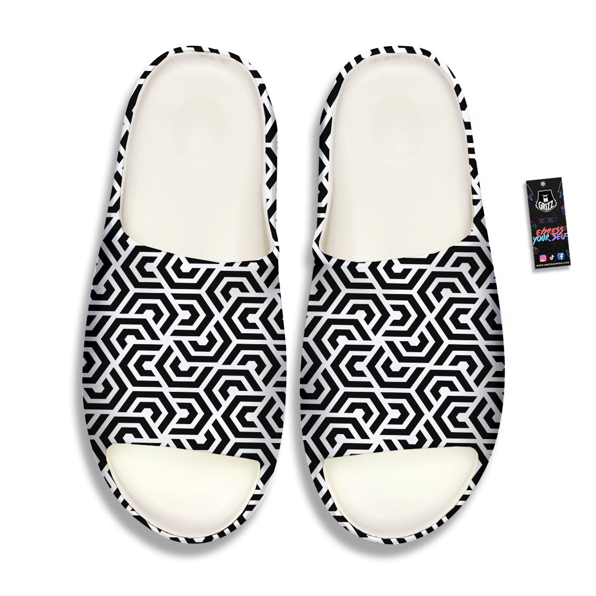 Geometric Hexagon Print Pattern Sandals-grizzshop