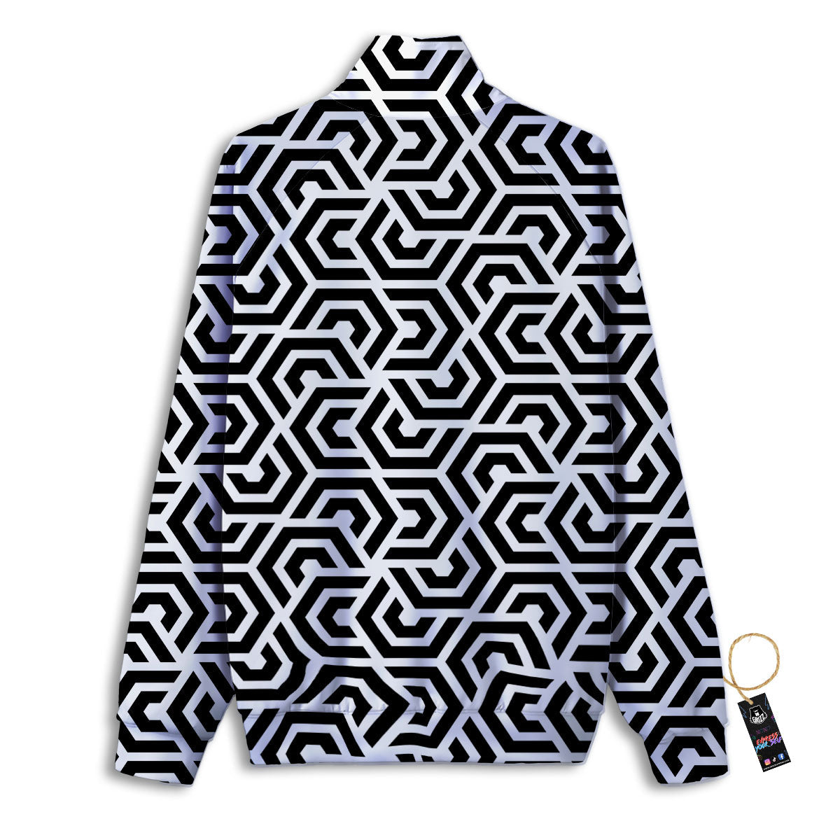 Geometric Hexagon Print Pattern Track Jacket-grizzshop