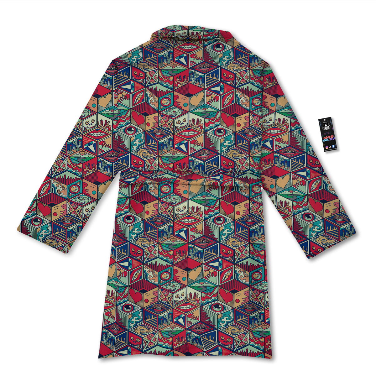 Geometric Hexagon Vintage Print Pattern Bathrobe-grizzshop