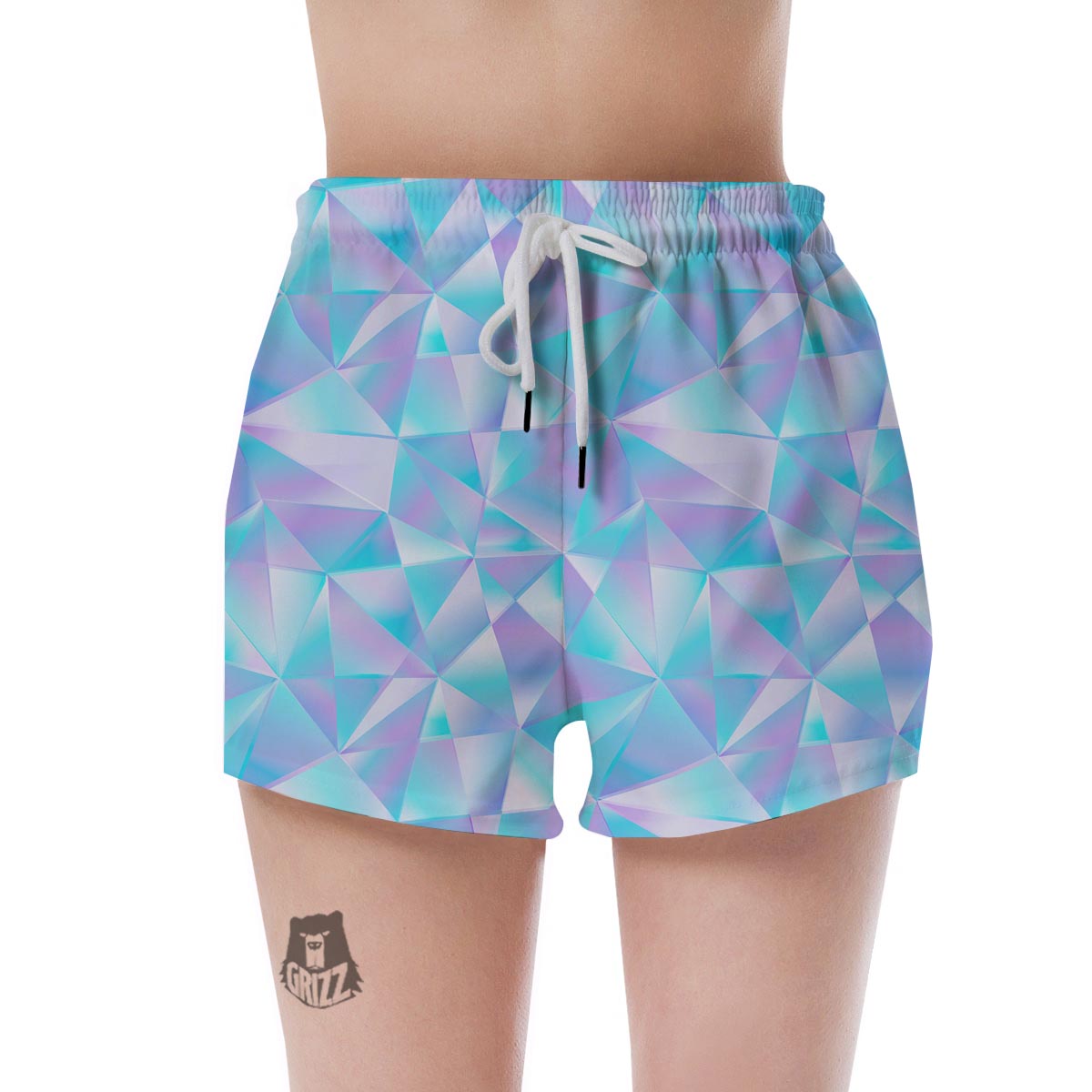 Geometric Holographic Women's Shorts-grizzshop