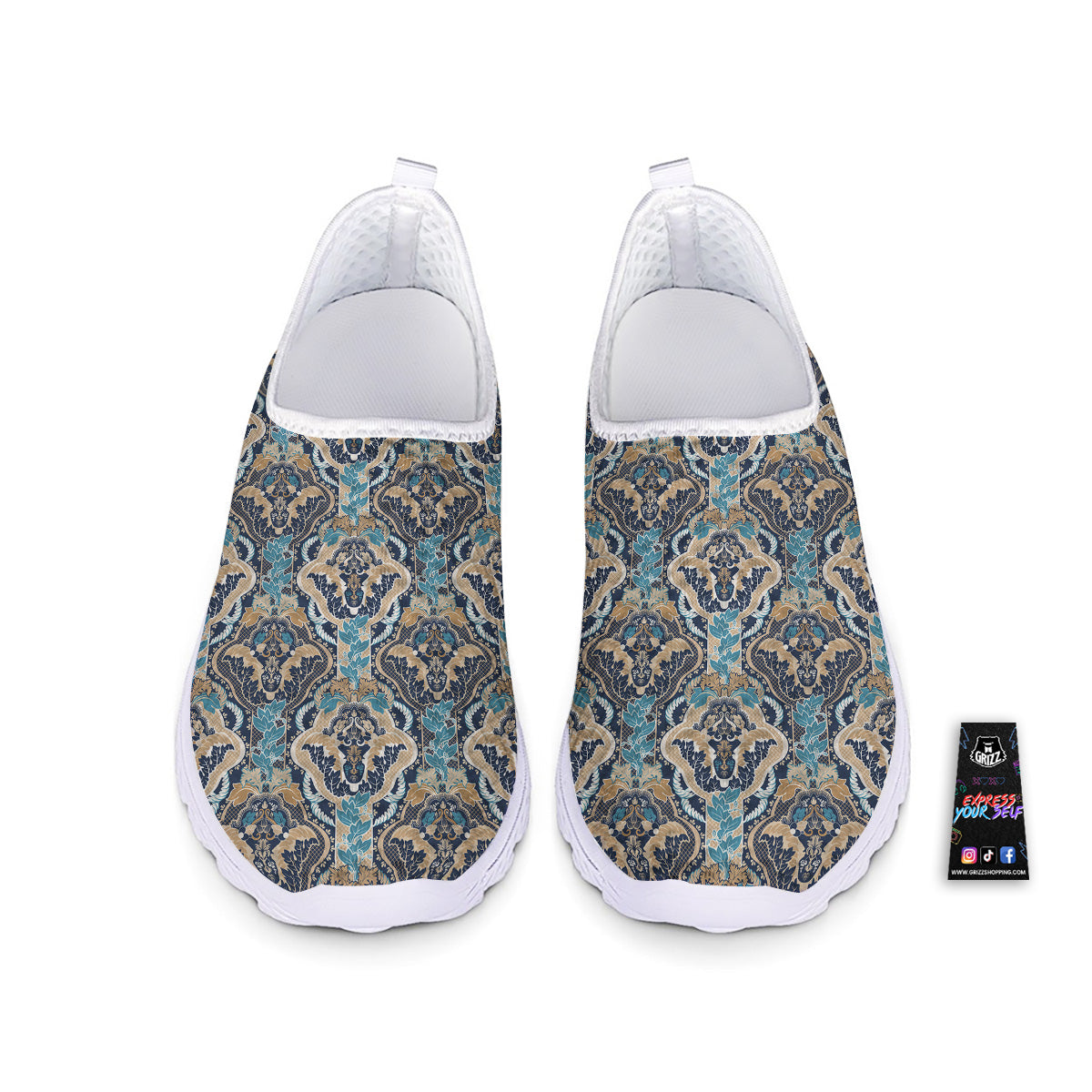 Geometric Indian Ornamental Print Pattern Nurse Shoes-grizzshop