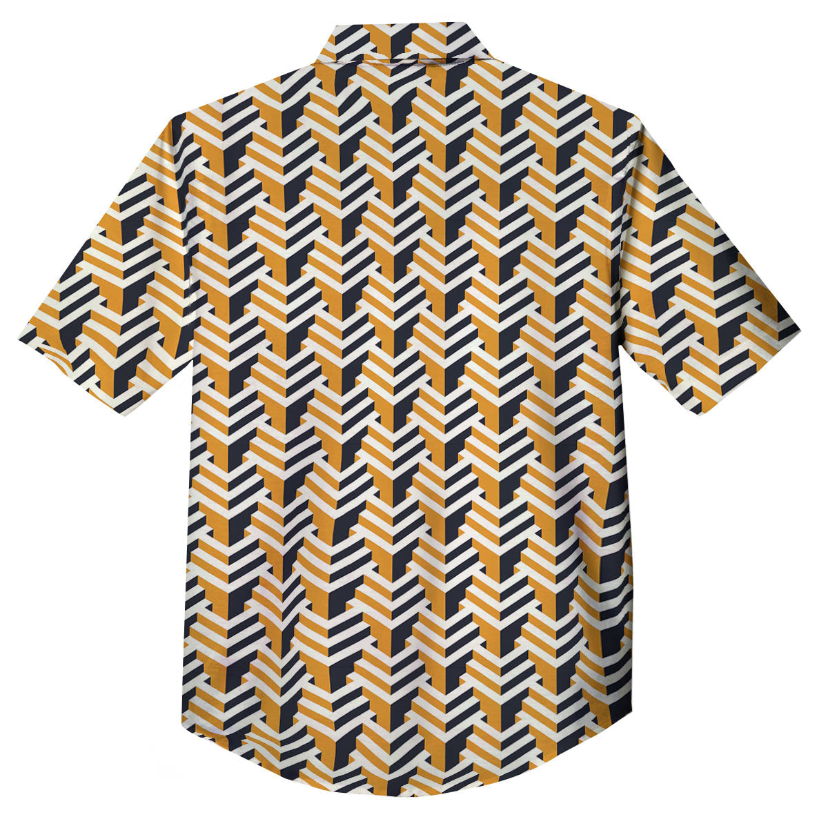 Geometric Isometric Print Pattern Button Up Shirt-grizzshop