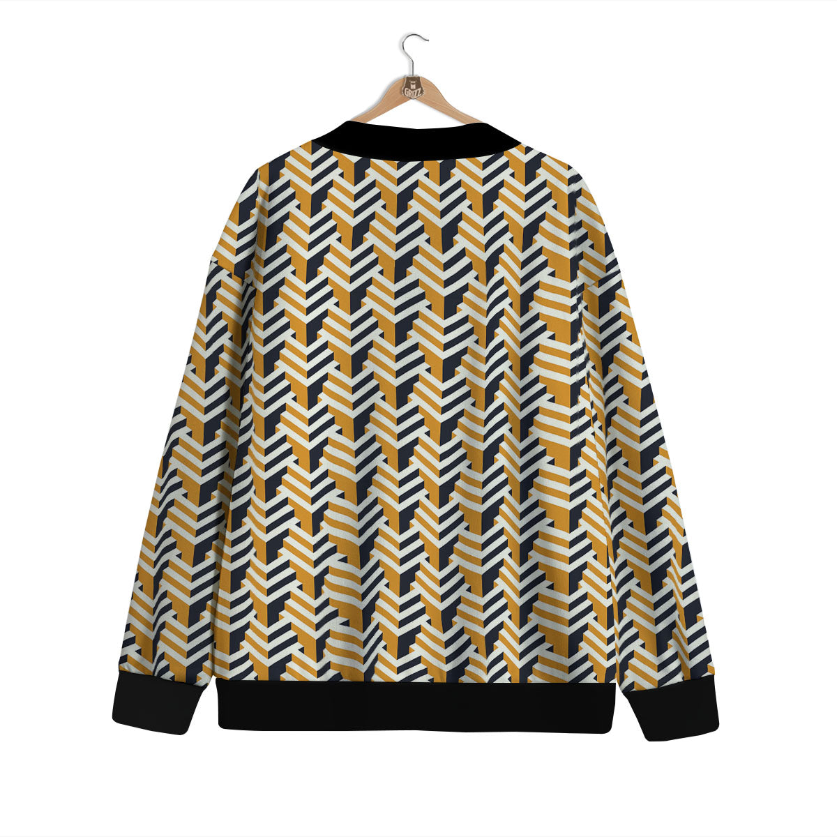 Geometric Isometric Print Pattern Cardigan-grizzshop