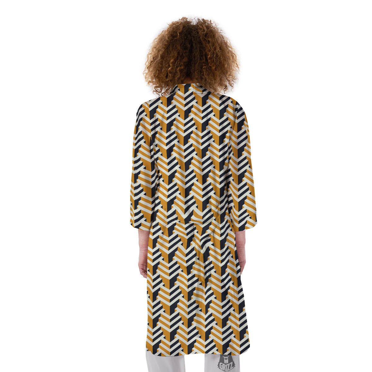 Geometric Isometric Print Pattern Kimono-grizzshop