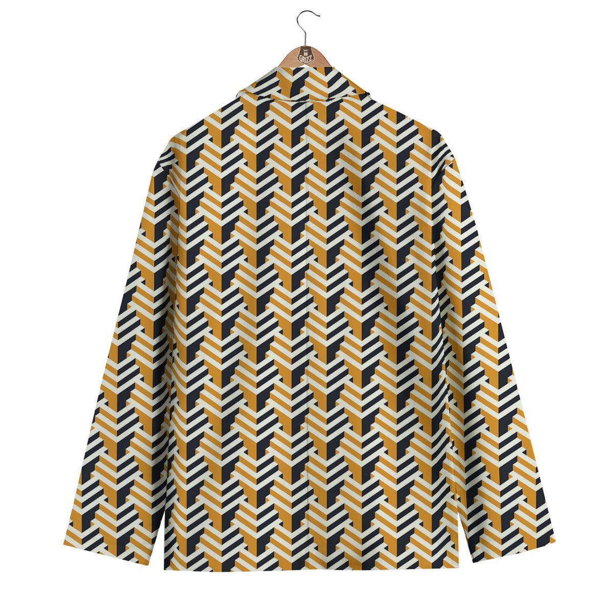 Geometric Isometric Print Pattern Men's Blazer-grizzshop