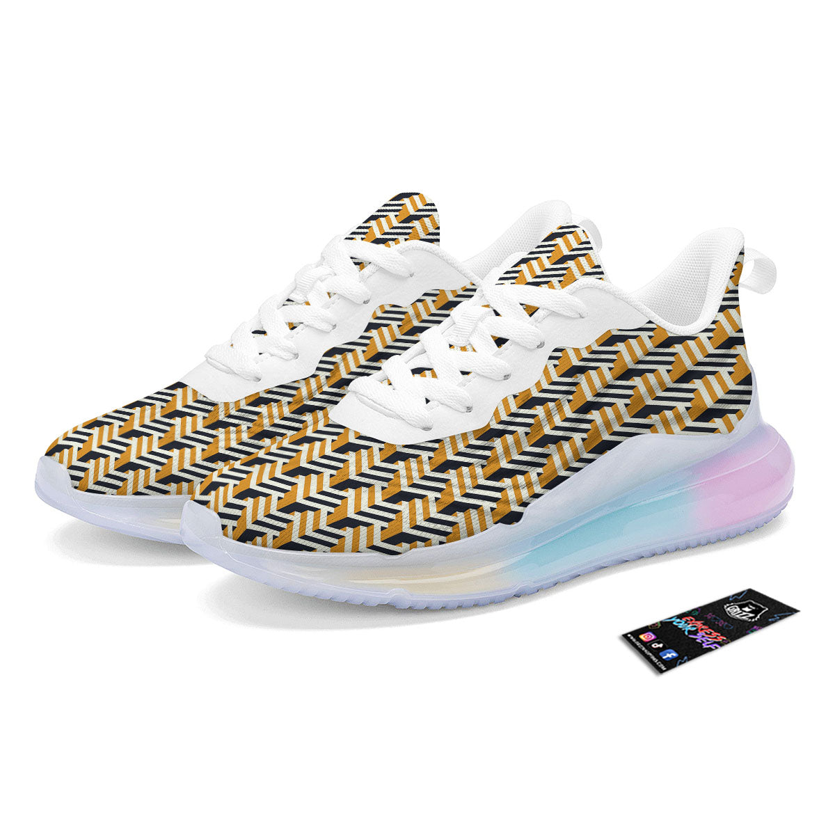 Geometric Isometric Print Pattern Running Sneakers-grizzshop