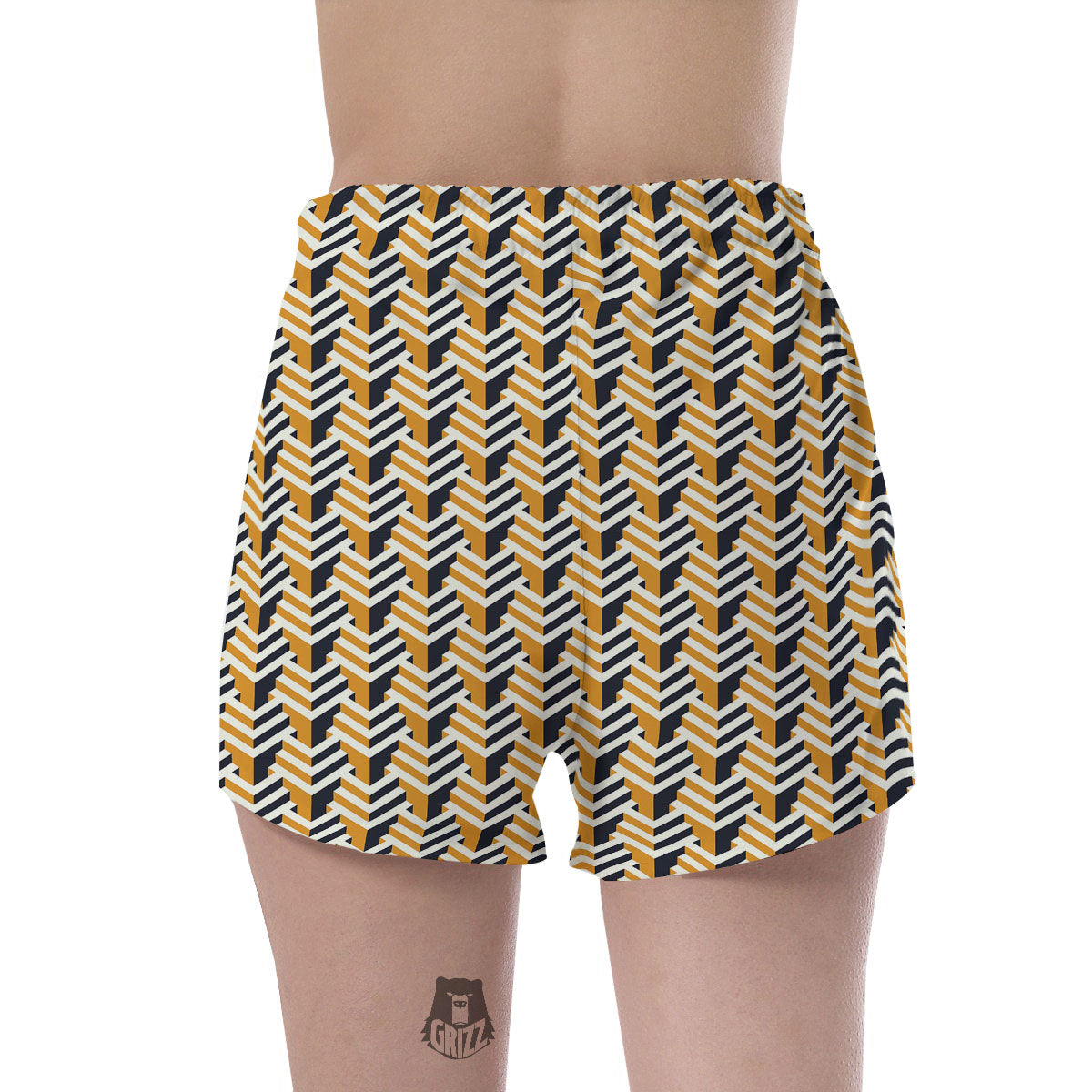 Geometric Isometric Print Pattern Women's Shorts-grizzshop