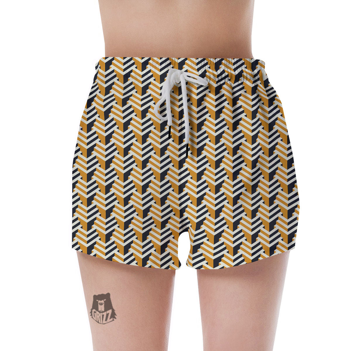 Geometric Isometric Print Pattern Women's Shorts-grizzshop