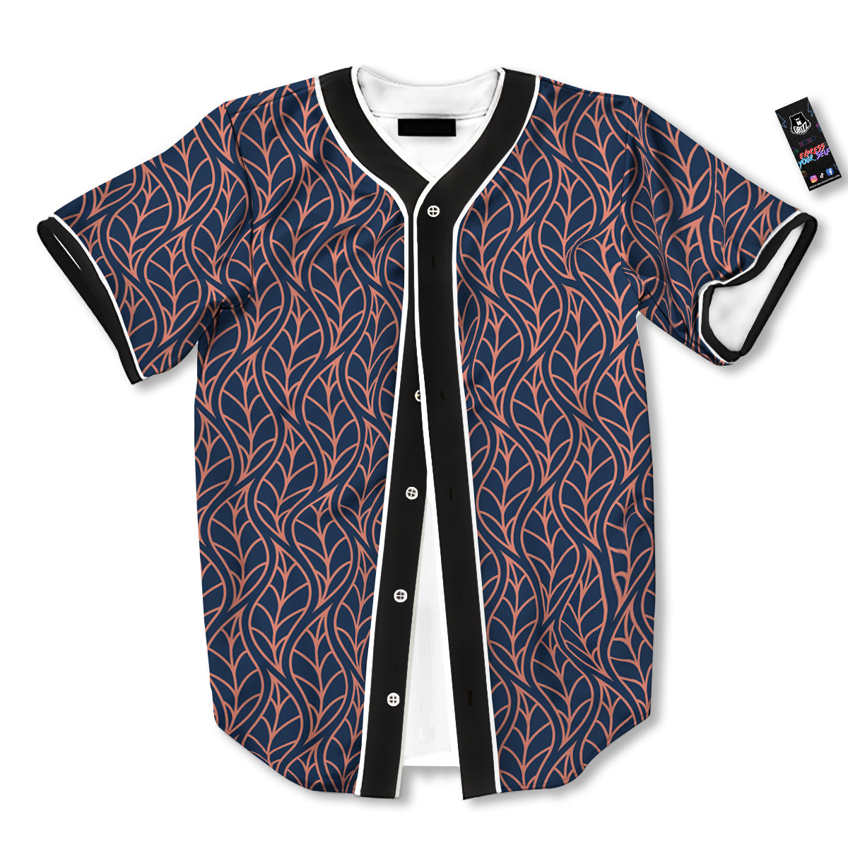 Geometric Leaf Vintage Print Pattern Baseball Jersey-grizzshop