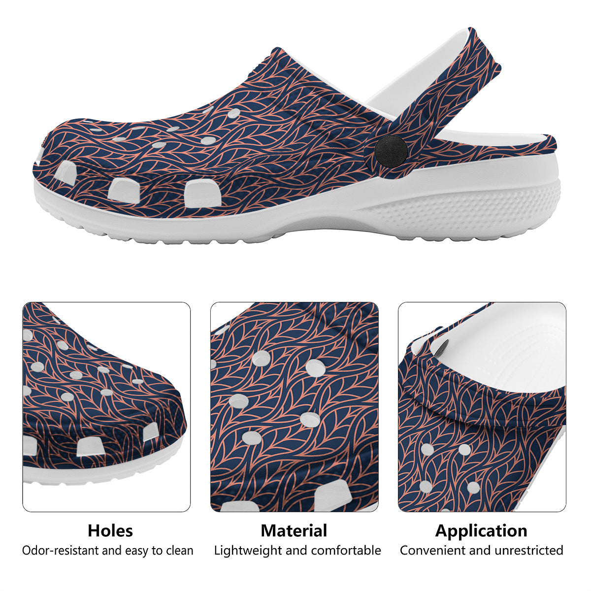 Geometric Leaf Vintage Print Pattern Clog-grizzshop