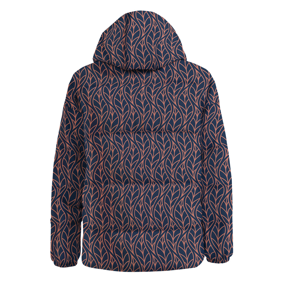 Geometric Leaf Vintage Print Pattern Down Jacket-grizzshop