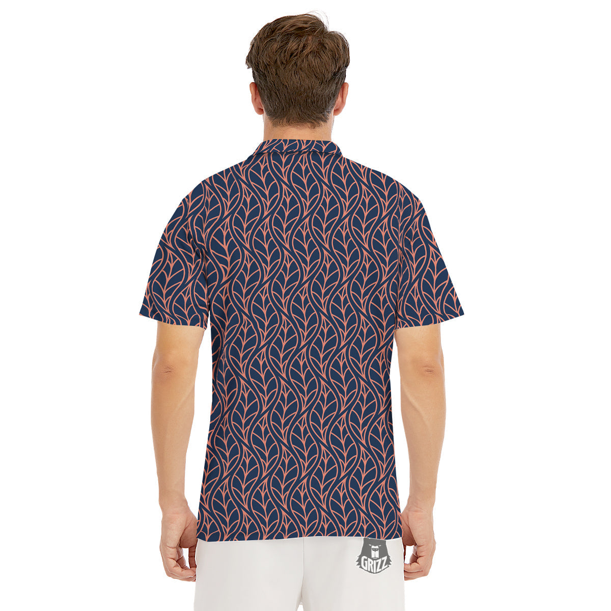 Geometric Leaf Vintage Print Pattern Men's Golf Shirts-grizzshop